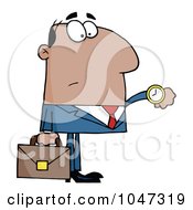 Royalty Free RF Clip Art Illustration Of A Black Businessman Checking His Watch 1