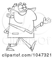 Royalty Free RF Clip Art Illustration Of An Outlilned Businessman Gesturing And Smoking A Cigar