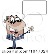 Royalty Free RF Clip Art Illustration Of A Black Businessman Announcing With A Microphone And Speech Balloon by Hit Toon