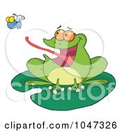 Frog On A Lilypad Catching A Fly