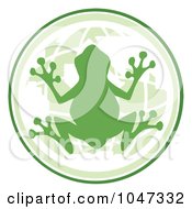 Poster, Art Print Of Green Frog On A Globe Logo