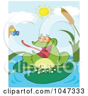 Frog Catching A Fly On A Pond