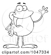 Royalty Free RF Clip Art Illustration Of An Outline Of A Waving Frog