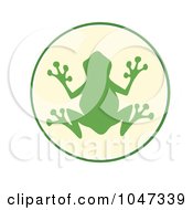 Poster, Art Print Of Green Frog On A Yellow Circle