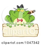 Poster, Art Print Of Frog Smoking A Cigar On A Wood Sigh