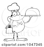 Poster, Art Print Of Outline Of A Waiter Frog Holding A Platter