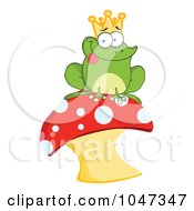 Frog Prince Sitting On A Mushroom