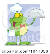 Poster, Art Print Of Waiter Frog Holding A Platter Over Purple