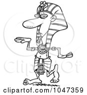 Royalty Free RF Clip Art Illustration Of A Cartoon Black And White Outline Design Of A Dancing Pharaoh by toonaday