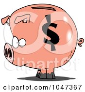 Poster, Art Print Of Cartoon Dollar Symbol On A Piggy Bank
