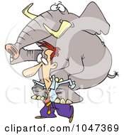 Royalty Free RF Clip Art Illustration Of A Cartoon Businessman Giving An Elephant A Piggy Back Ride by toonaday
