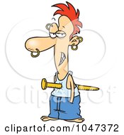 Royalty Free RF Clip Art Illustration Of A Cartoon Man Pierced With A Nail by toonaday