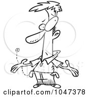 Royalty Free RF Clip Art Illustration Of A Cartoon Black And White Outline Design Of A Broke And Penniless Man