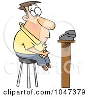 Poster, Art Print Of Cartoon Man Waiting For A Phone Call