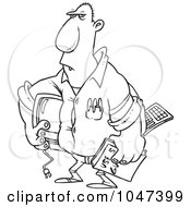 Royalty Free RF Clip Art Illustration Of A Cartoon Black And White Outline Design Of A Computer Goon