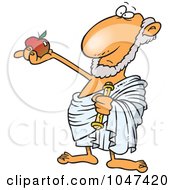 Cartoon Philosopher Holding An Apple