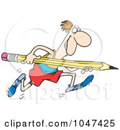 Cartoon Man Doing A Pencil Vault