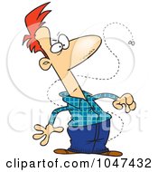 Royalty Free RF Clip Art Illustration Of A Cartoon Pesky Fly Bugging A Man by toonaday