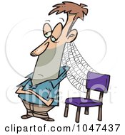 Poster, Art Print Of Cartoon Patient Man With Cobwebs By A Chair