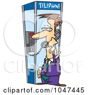 Cartoon Businessman In A Phone Booth