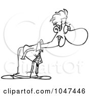Royalty Free RF Clip Art Illustration Of A Cartoon Black And White Outline Design Of A Peering Businessman