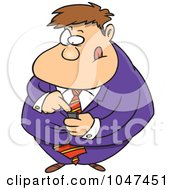 Cartoon Businessman Using A Pda