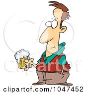 Poster, Art Print Of Cartoon Pensive Man Holding A Beer