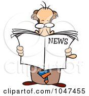 Poster, Art Print Of Cartoon Standing Businessman Reading The News