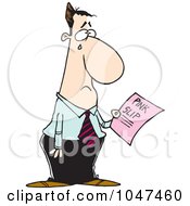 Royalty Free RF Clip Art Illustration Of A Cartoon Crying Businessman Holding A Pink Slip