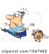 Poster, Art Print Of Cartoon Mail Man Running From A Dog