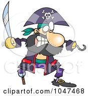 Royalty Free RF Clip Art Illustration Of A Cartoon Tough Pirate With A Sword