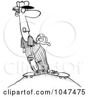 Royalty Free RF Clip Art Illustration Of A Cartoon Black And White Outline Design Of A Pitcher