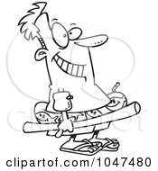 Royalty Free RF Clip Art Illustration Of A Cartoon Black And White Outline Design Of A Man Ready To Swim