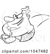 Royalty Free RF Clip Art Illustration Of A Cartoon Black And White Outline Design Of A Big Man Jumping Into A Pool