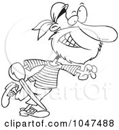 Poster, Art Print Of Cartoon Black And White Outline Design Of A Goofy Pirate
