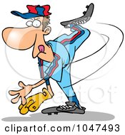 Royalty Free RF Clip Art Illustration Of A Cartoon Pitcher Throwing