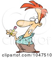 Royalty Free RF Clip Art Illustration Of A Cartoon Guy Holding A Pencil by toonaday