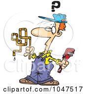 Royalty Free RF Clip Art Illustration Of A Cartoon Confused Plumber by toonaday