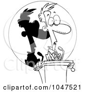 Royalty Free RF Clip Art Illustration Of A Cartoon Black And White Outline Design Of A Man Frozen In The Spotlight At A Podium by toonaday