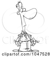 Royalty Free RF Clip Art Illustration Of A Cartoon Black And White Outline Design Of A Poor Guy