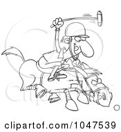 Poster, Art Print Of Cartoon Black And White Outline Design Of A Polo Player