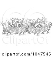 Cartoon Black And White Outline Design Of A Group Of Pipers
