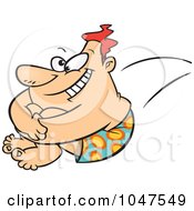 Royalty Free RF Clip Art Illustration Of A Cartoon Big Man Jumping Into A Pool