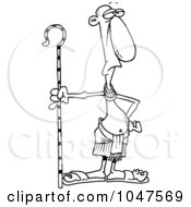 Royalty Free RF Clip Art Illustration Of A Cartoon Black And White Outline Design Of A Priest
