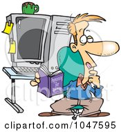 Poster, Art Print Of Cartoon Computer Programmer In His Office
