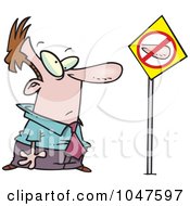 Poster, Art Print Of Cartoon Businessman By A Big Nose Prohibited Sign