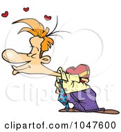 Royalty Free RF Clip Art Illustration Of A Cartoon Puckering Man Holding Candy by toonaday