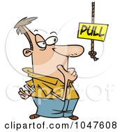 Royalty Free RF Clip Art Illustration Of A Cartoon Man By A Pull Rope