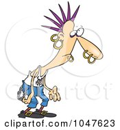 Royalty Free RF Clip Art Illustration Of A Cartoon Punk Guy With Piercings by toonaday