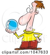 Cartoon Guy Gazing Into A Crystal Ball